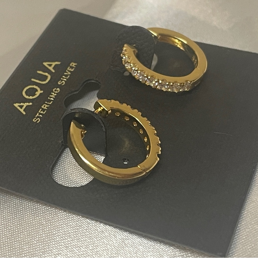 (3) pairs Aqua Gold plated Earrings - Picture 5 of 14